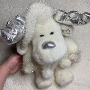 DANDEE Winter Sparkle Moose Plush 12 in Holiday Reindeer w Hat & Scarf ❄️